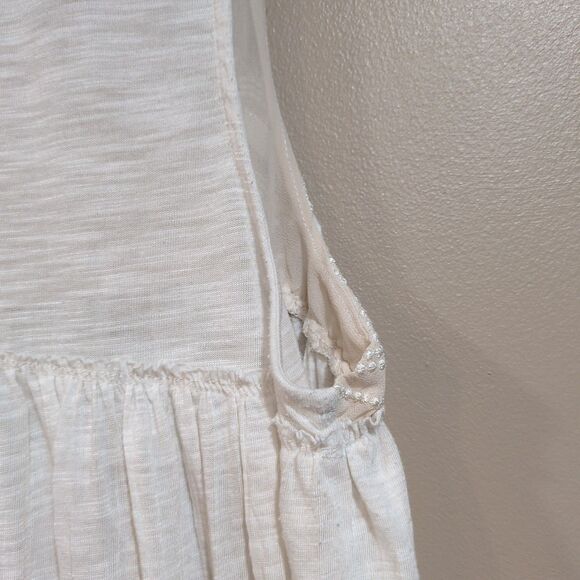 American Eagle Embroidered Tank Top Size Medium Ivory Cream Flowy Boho Festival - Picture 6 of 10